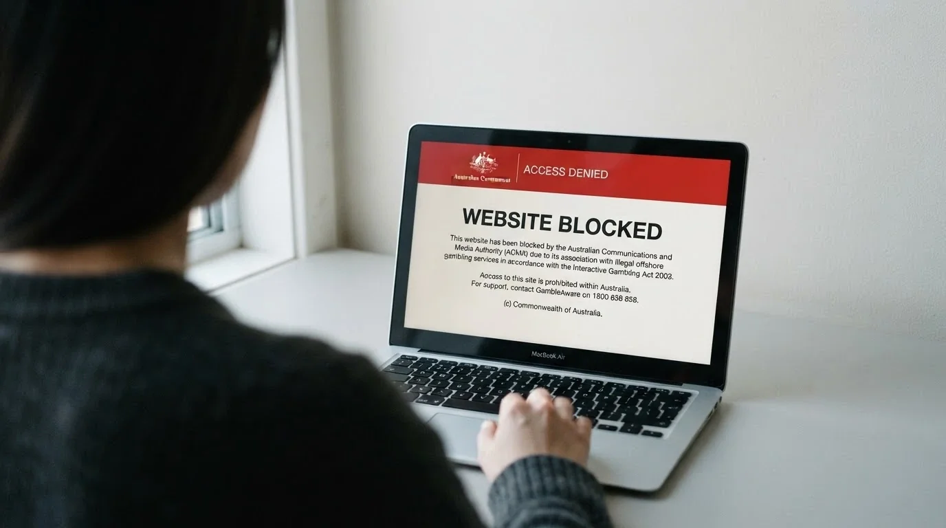 A mock-up of the ACMA blocking notice an Australian internet user sees when an illegal gambling site has been blocked by their ISP