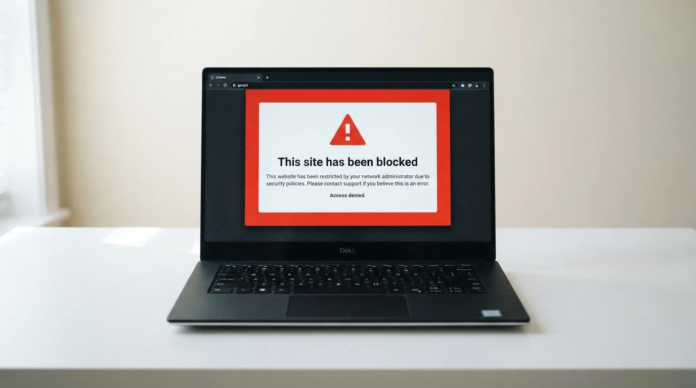 A browser window showing the ACMA blocking notice that appears when an Australian ISP has blocked an illegal gambling website