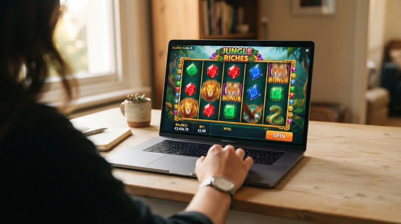 A browser window showing a free-play Aristocrat pokie in demo mode with a play-money balance displayed in the corner and no registration or deposit form visible