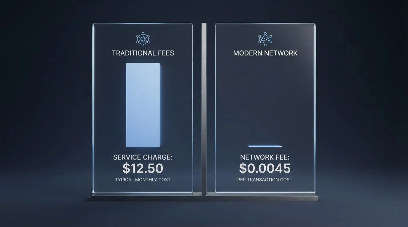 A side-by-side visual comparing a mainnet gas-fee receipt of several dollars against an L2 fee of a fraction of a cent