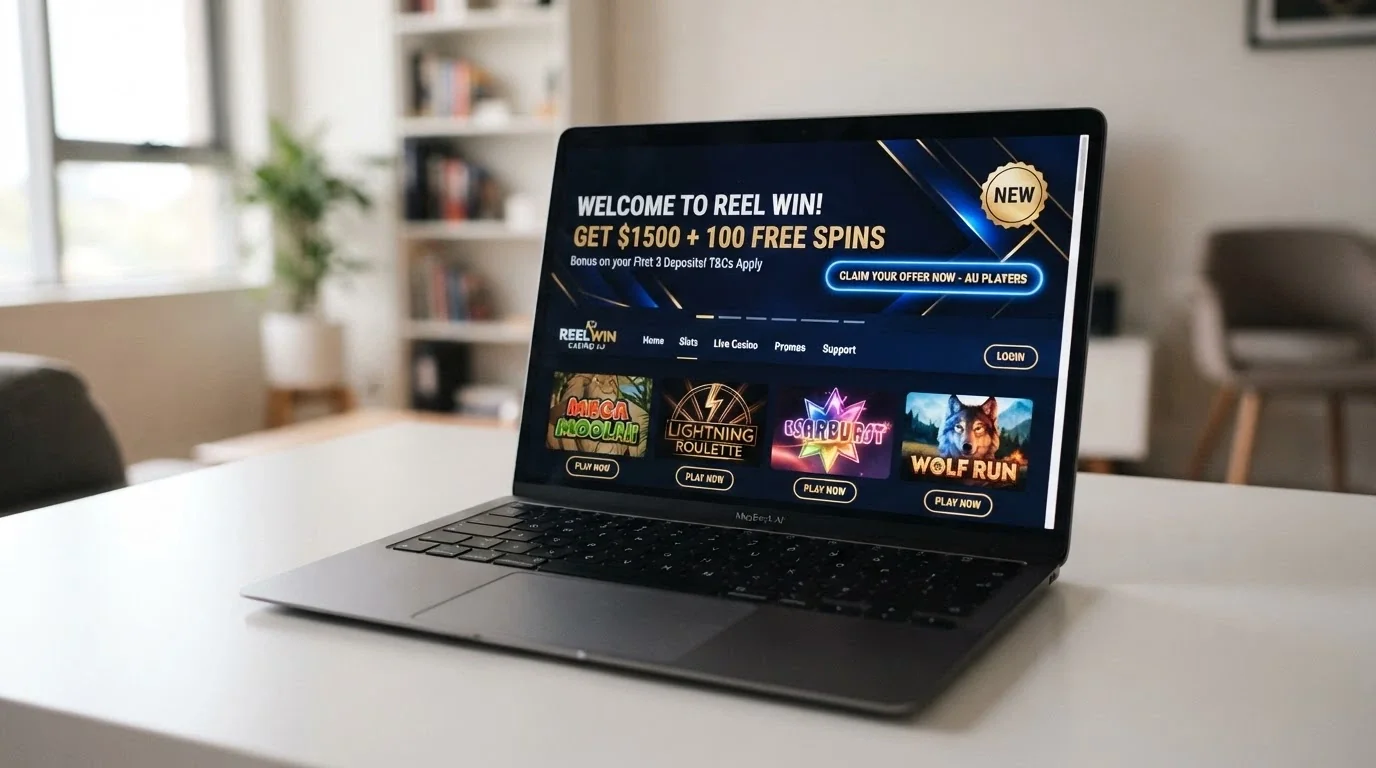 A clean, modern casino homepage with a prominent welcome offer banner and a recently-launched badge
