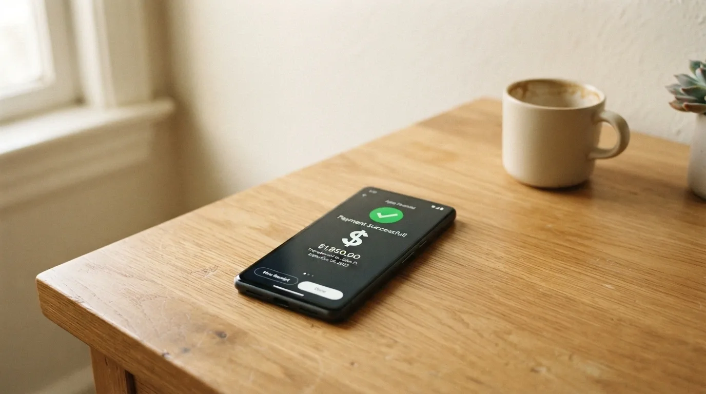 A smartphone showing a banking app with a PayID transfer confirmation for $20