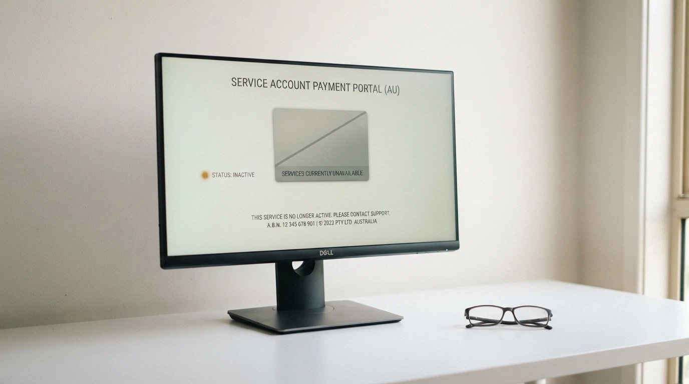 POLi payments logo with a stylised closed-for-business overlay on a desktop screen