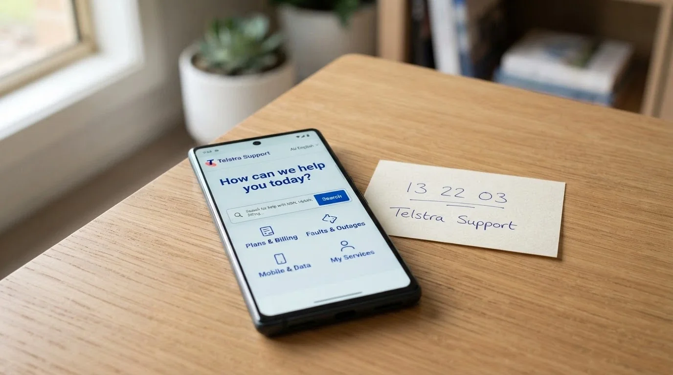 A close-up of a phone displaying the Gambling Help Online homepage beside a handwritten note with the helpline number 1800 858 858